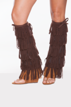 Halloween Wholesalers Fringed Tan Brown Boot Covers 3634 - £22.83 GBP