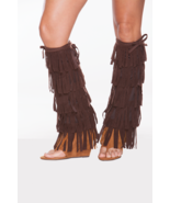 Halloween Wholesalers Fringed Tan Brown Boot Covers 3634 - $30.44
