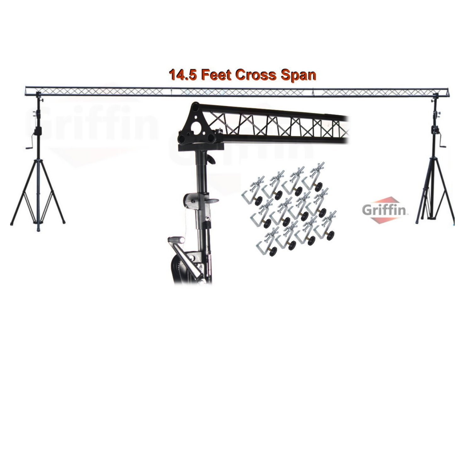 GRIFFIN - Crank Up Triangle Light Truss System - DJ Booth Trussing Stand Kit for