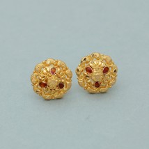 Small Stud Flower Earrings 22k Gold Stud Tops Women Earrings Daughter Earrings H - £453.23 GBP