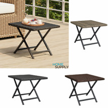 Modern Outdoor Garden Patio Poly Rattan Folding Tray Coffee Sofa Table Portable - £26.57 GBP+