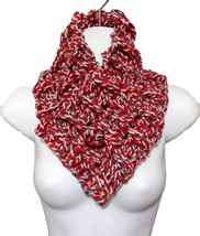 Multi Style Chunky Crochet Basket Weave Button Cowl Neck Warmer Gaiter Red Gray  - £15.69 GBP