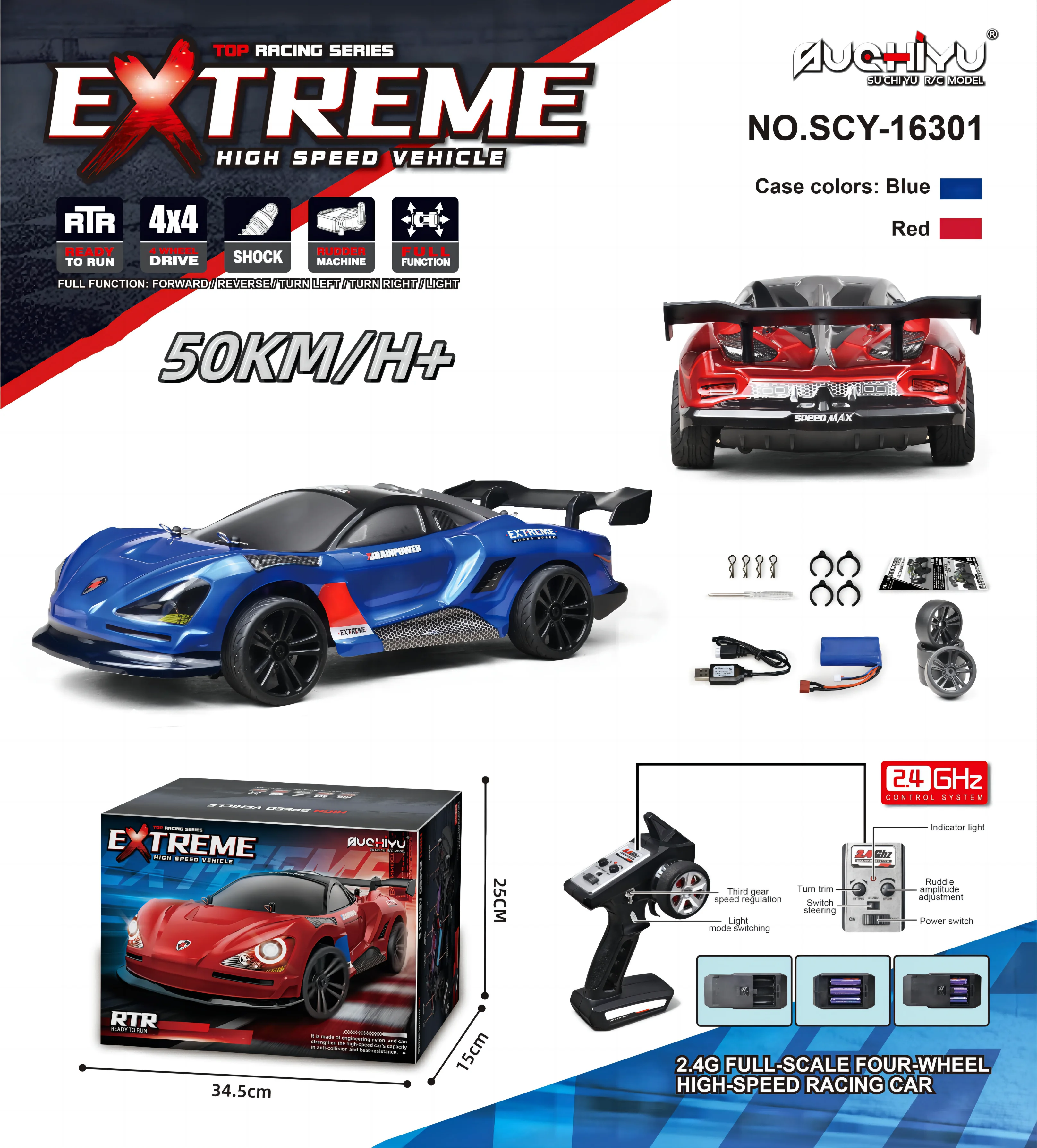 SCY 1:16  4WD RC Car 2.4GHz With LED Remote Control Cars High Speed Drift - £106.69 GBP
