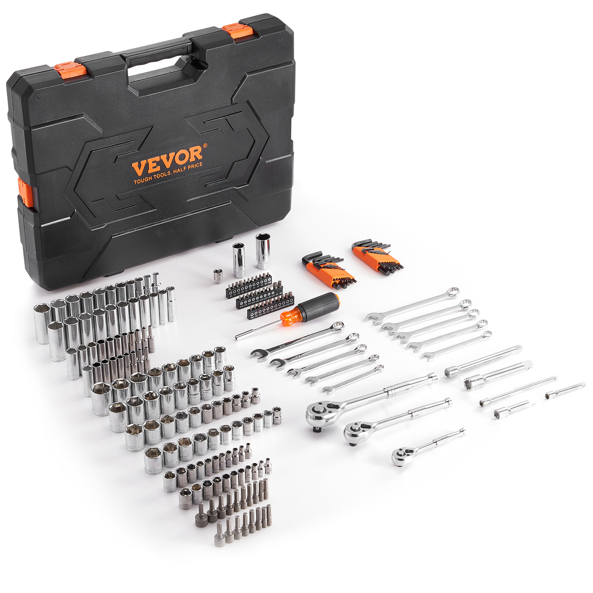 VEVOR Mechanics Tool Set and Socket Set, 205Pcs SAE and Metric Mechanic ... - $82.99