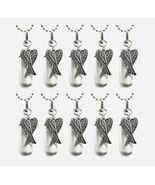 Beautiful Set of TEN Brushed Silver Angel Wings CREMATION URN Necklaces ... - $65.00