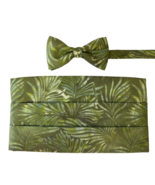 Green Hawaiian Leaves Cummerbund and Tie Set - $1,840.03 MXN
