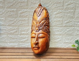 Vintage Balinese Woman Face wall decor-Hand Carved hardwood BALI Wall Art - £111.96 GBP