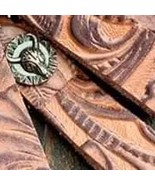 Brown Tooled Leather Keychains Bag Charm Style 4 Accent Silver Round Bul... - $19.44 CAD