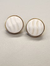Vintage Monet Clip On Earrings White Cabochon 1950s or 60s - £7.46 GBP