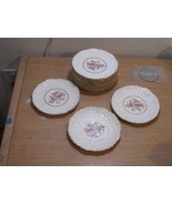 12 Pope Gosser Rose Point Rimmed Saucers Coin Gold Trims 6&quot; Dia. Made in... - $43.56