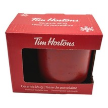 Tim Horton Red Coffee Mug Ceramic 2021 Stackable Snowflake New in Box Canada - £22.89 GBP