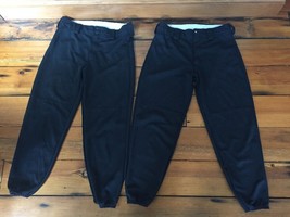 Pair Augusta Sportswear Black Polyester Softball Baseball Pants Womens M 27x24 - £19.53 GBP