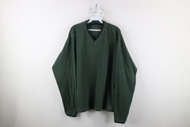 Vintage 90s Streetwear Mens Medium Distressed Blank Fleece V-Neck Sweate... - £31.15 GBP