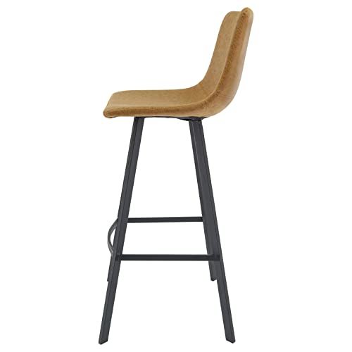 LeisureMod Light Brown Leather Bar Stool Set of 2 - Ergonomic Counter Height Bar Item image 11