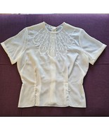 Vintage 1950s Sheer Ivory Nylon Blouse Size 36 Short Sleeve Read! - €34,38 EUR