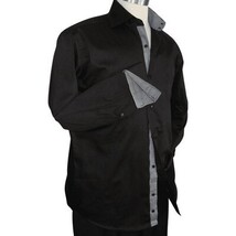 Men Shirt J.Valintin Turkey Usa Egyptian Cotton High Collar 6001 black image 3
