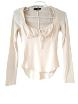 Mixed threads Los Angeles long sleeve beige Crop top M - £8.62 GBP