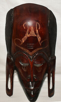 Primary image for Vintage African Tribal Mask Sculpture Hand Carved Wooden Mask Wall Hanging Kenya