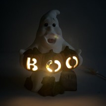 Vintage Ceramic Light Up Halloween Ghost Cut Out BOO on the Pumpkins - £18.39 GBP