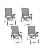 Set of 4 Patio Folding Chair Set with Rustproof Metal Frame-Gray - Color... - $2,867.56 MXN