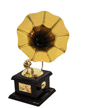 Gramophone showpiece for Royal vintage Home Decor Antique Brass &amp; wood Black - £29.78 GBP