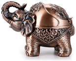 Hipiwe Elephant Windproof Ashtray with Lid, Desktop Metal Cigarette Asht... - $28.87