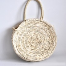 2018 new Simple And Generous No Decorative Plain Color Round Woven Bag Popular S - £40.55 GBP