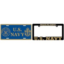 U.S. Navy Auto License Plate USN Logo &amp; Frame Car Kit - £18.17 GBP
