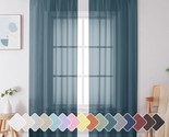 Dusty Blue Sheer Curtains 84 Inches Long, Light Filtering Rod Pocket Sol... - $18.99