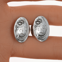 c1910 Unger Bros Sterling Art Nouveau L monogram cufflinks - $133.65