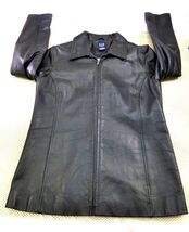 Y2K Vintage Gap Black Genuine Leather Zip Up Lined Jacket Coat Women’s Med - $61.75