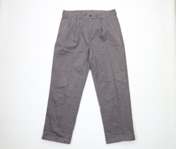 Brooks Brothers Mens Size 35x30 Faded Pleated Cuffed Cotton Chino Pants Gray - £35.52 GBP