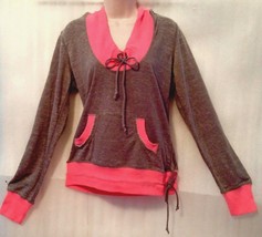 Gray Pink Sweatshirt Hoodie Sport Pullover Top size 12/10/M New Long Sleeve - £15.57 GBP