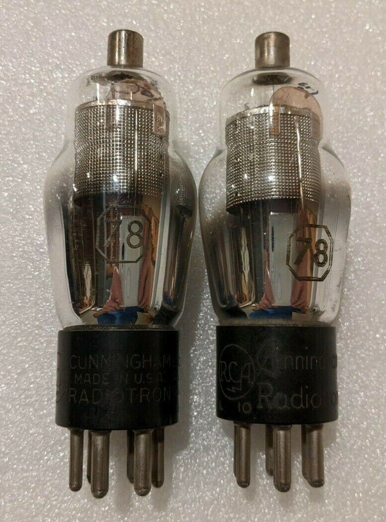 Primary image for Type 78 RCA Cunningham Matched Pair Tubes Engraved Base Mesh Plate No. 78 / #78