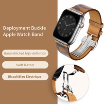 High-quality genuine leather single-turn buckle strap for iwatch Apple Watch7 6  - £58.68 GBP