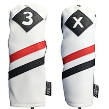 Majek Retro Golf Headcovers White Red and Black Vintage Leather Style 3 ... - $24.74
