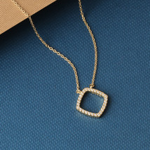 14K Yellow Gold Plated Silver 0.08Ct TDW Diamond Kite Shape Pendant Necklace - £79.00 GBP