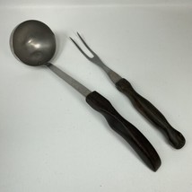 Vintage CUTCO 15 1026 Soup Ladle Fork Brown Handle Made in USA Stainless... - $18.70