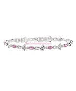 Breast Cancer Pink Hope Tennis Bracelet with Ribbon Accents ~Pink &amp; Silv... - $21.76