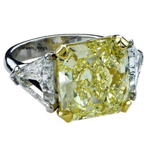 Three Ston 4.95CT Yellow Asscher cut Engagement/Wedding 925 Silver Cut Ring - £95.89 GBP