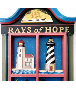 Lighthouse Wall Plaque Rays Of Hope Nautical 2 Hooks Wood Art Vintage GstRm - $99.99