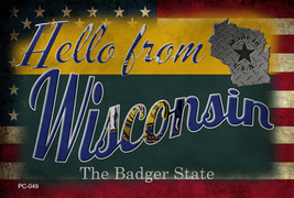 Hello From Wisconsin Novelty Metal Postcard - £12.71 GBP