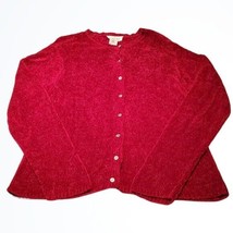 Vintage Talbots Red &amp; Metallic Thread Cardigan Size L - £17.12 GBP