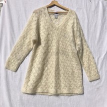 AK America Size 18/20 Ivory Glitter Lace Knit Pullover Sweater Mohair Blend - £23.29 GBP