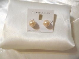 Charter Club 1/2&quot; Silver-Tone Simulated Pink Pearl Stud Earrings Y456 - £8.56 GBP