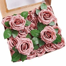 Fake Roses Artificial Roses Flowers Silk Roses Heads With Stems Dusty Rose NEW - £42.79 GBP