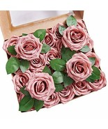 Fake Roses Artificial Roses Flowers Silk Roses Heads With Stems Dusty Ro... - £41.96 GBP