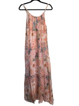 Elena Baldi Maxi Dress Blush Silk Blend Summer Floral Brunch Braided Straps XL - £63.38 GBP