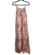 Elena Baldi Maxi Dress Blush Silk Blend Summer Floral Brunch Braided Str... - £63.94 GBP