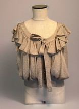 ROBERT RODRIGUEZ Sandy Beige Ruffle 100% SILK Blouse Cami Top Size 2 - $47.49